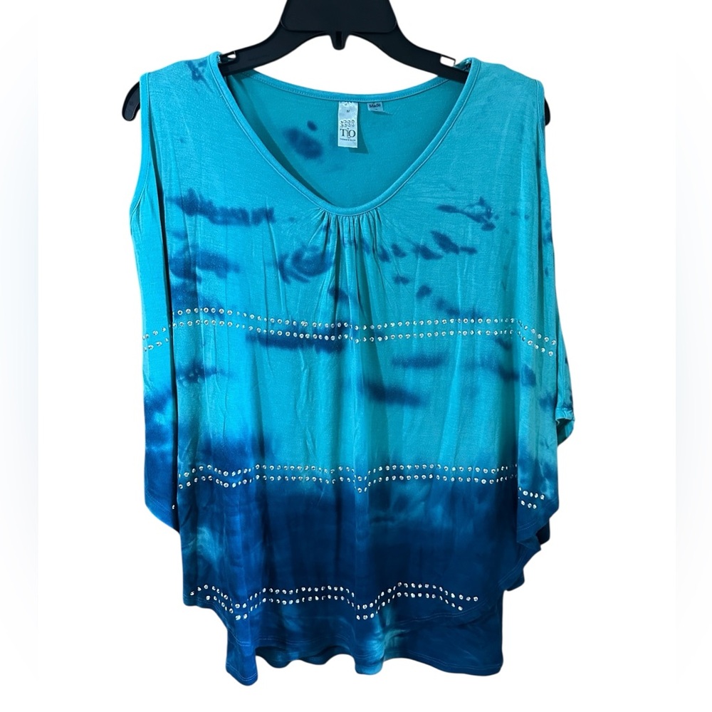 Thomas & Olivia Sleeveless Turquoise and NavyTop